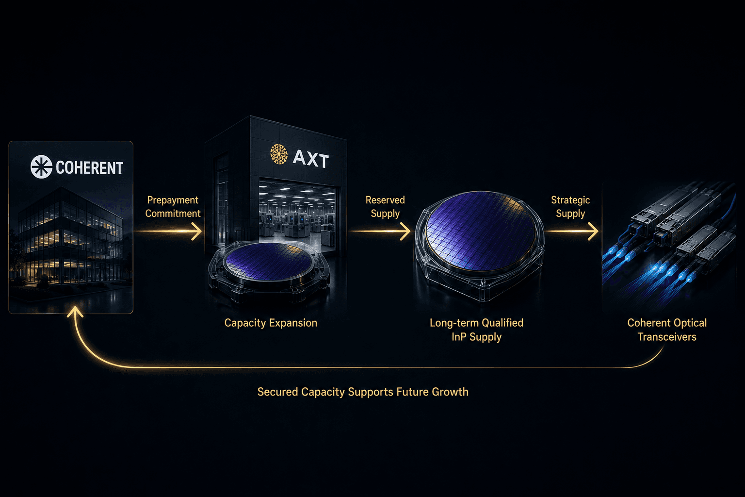 Coherent prepayment supporting AXT indium phosphide wafer capacity expansion.