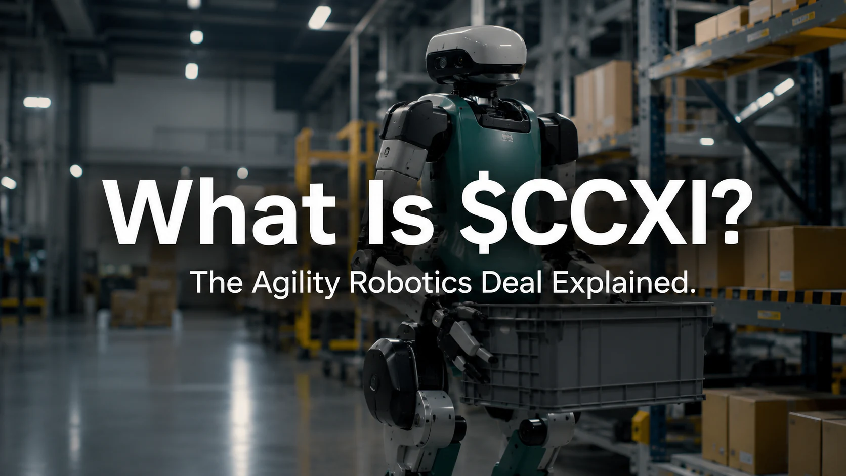 Humanoid warehouse robot illustrating the proposed CCXI and Agility Robotics business combination