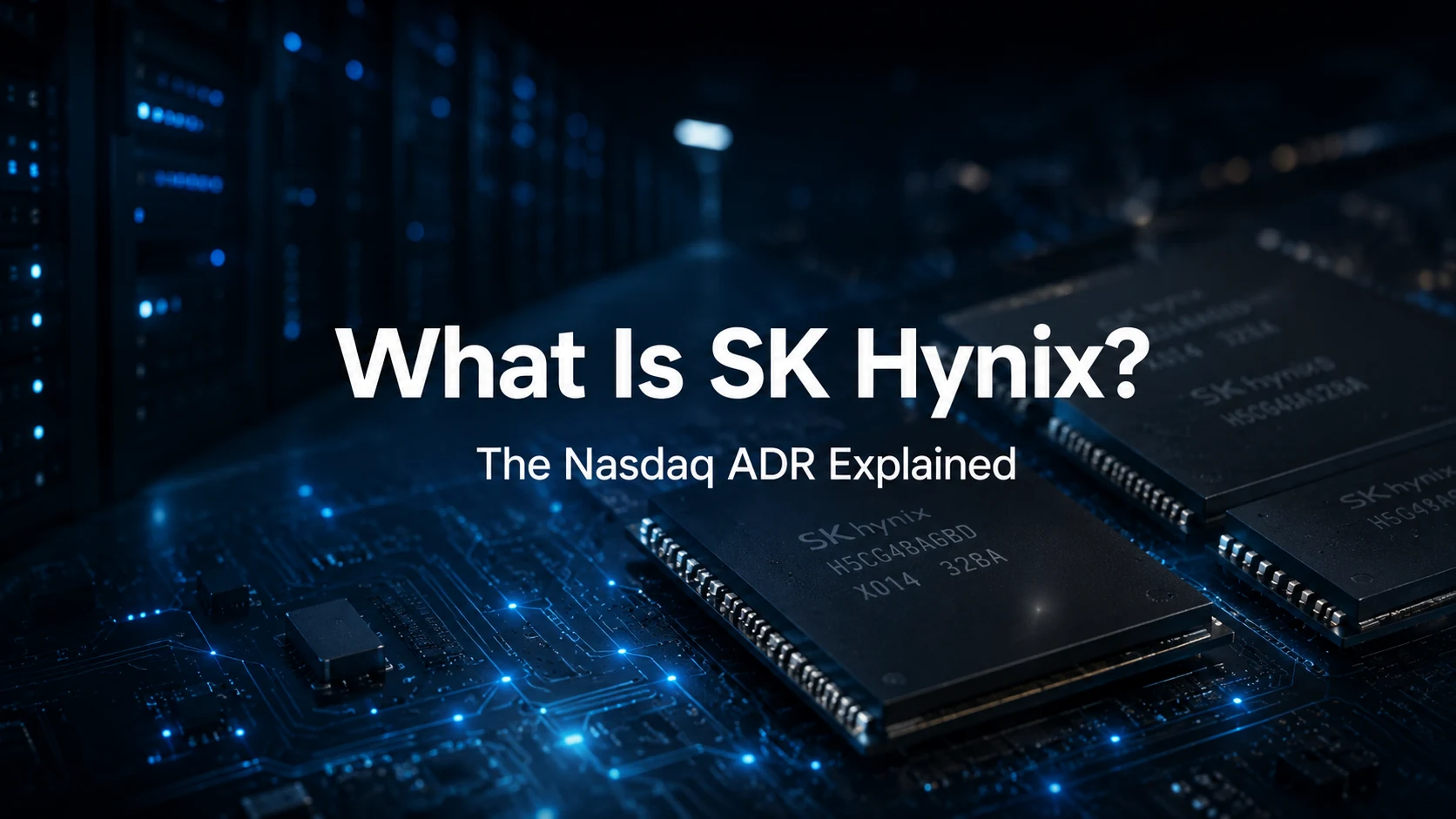 SK Hynix memory chips with the title What Is SK Hynix and The Nasdaq ADR Explained